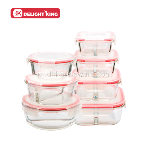 Conjunto de recipientes de vidro para armazenamento de alimentos com 2 compartimentos Conjunto de 10 peças